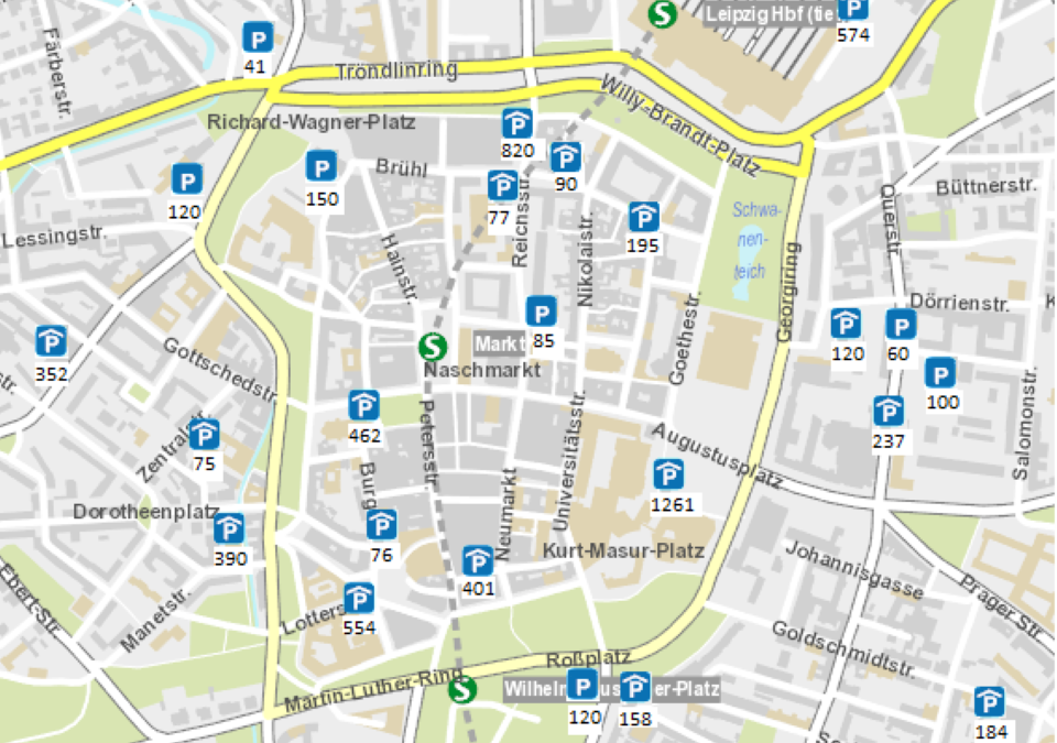 Karte: Parken in der Leipziger Innenstadt