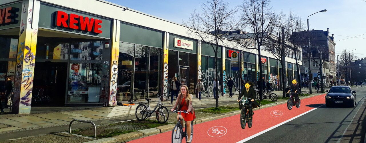 Neuer Radweg am Connewitz Kreuz ©Ökolöwe