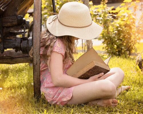 Ein Mädchen sitzt im Grünen und liest ein Buch © pixabay