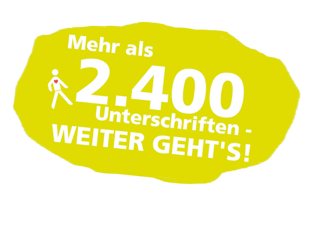 Fußgänger gehen vor! Der Appell hat schon über 1000 Unterschriften. Fußgänger gehen vor! Der Appell hat schon über 1000 Unterschriften.