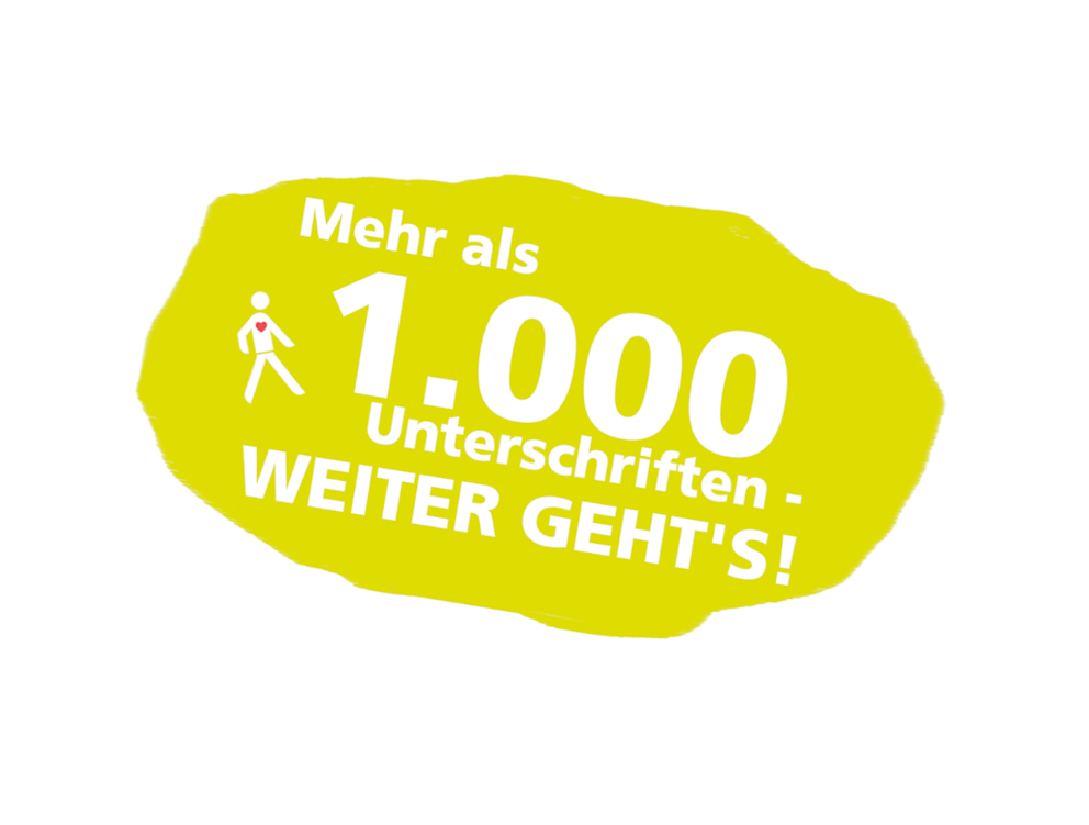 Fußgänger gehen vor! Der Appell hat schon über 1000 Unterschriften. Fußgänger gehen vor! Der Appell hat schon über 1000 Unterschriften.