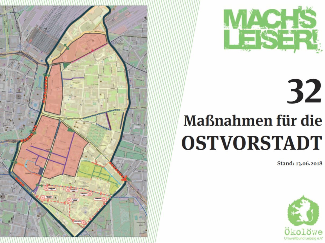 Titelblatt des Maßnahmenkatalog für Mach's leiser in der Leipziger Ostvorstadt