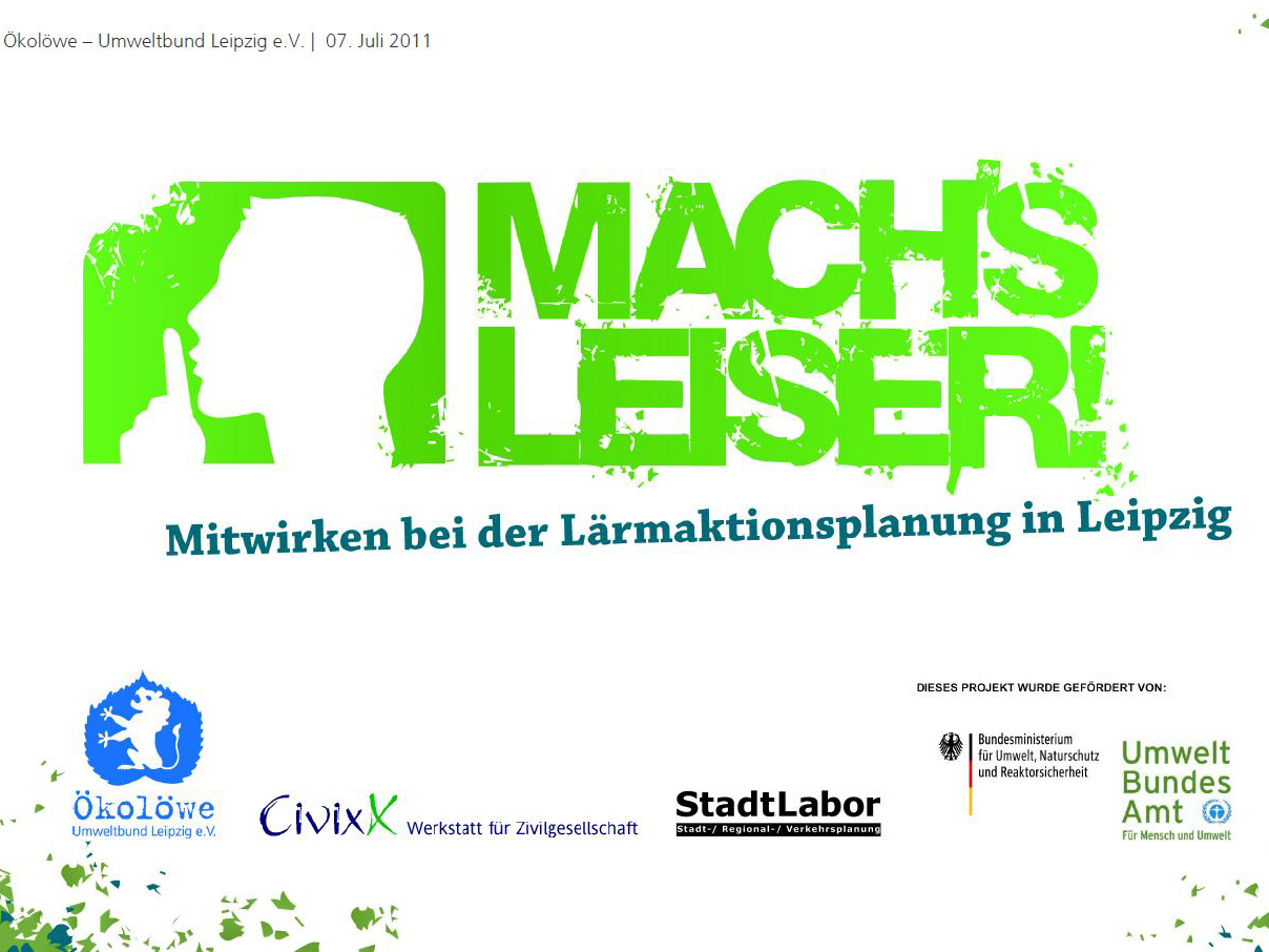 Titelblatt des Maßnahmenkatalog für Mach's leiser im Leipziger Norden